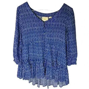 Anthropologie Maeve women’s Medium blue peplum blouse shirt with covered buttons